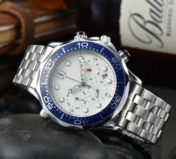 мужские часы, высококачественные дизайнерские часы 42MM O M G, кварцевый стальной ремешок, роскошные часы, резиновый ремешок, дизайнерские часы, мужские сетчатые ремешки, волновые часы AAA 007