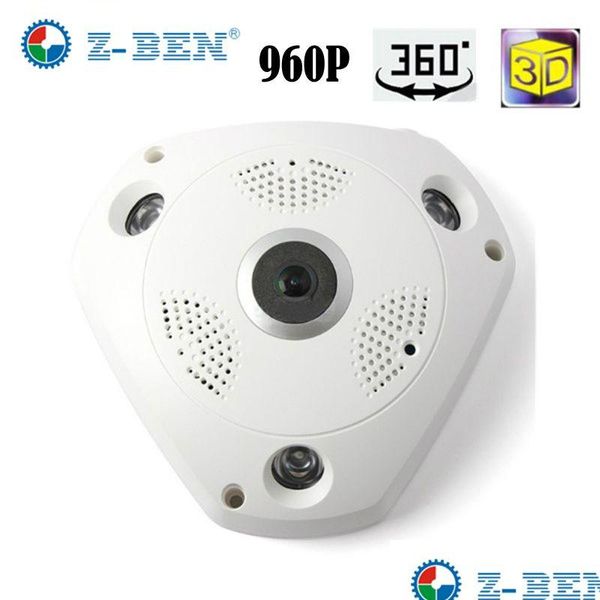 Telecamere IP Z-Ben 1.P 960P Telecamera Wifi Panoramica a 360 gradi Sicurezza domestica Video sorveglianza Visione notturna Fisheye Drop Delivery Cctv Dhwkn