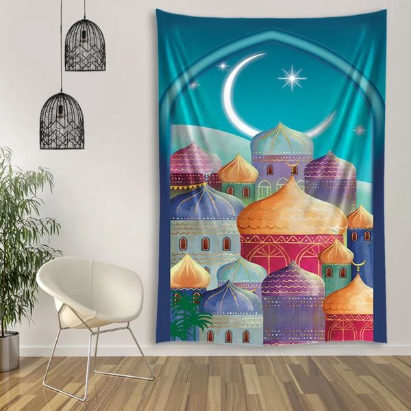 Wandteppich, psychedelische Dekoration, Ramadan, zum Aufhängen an der Wand, Bohemian-Chic, Hausdeko, Schlafzimmer, islamische Mandala-Dekorationen, Zuhause 240111