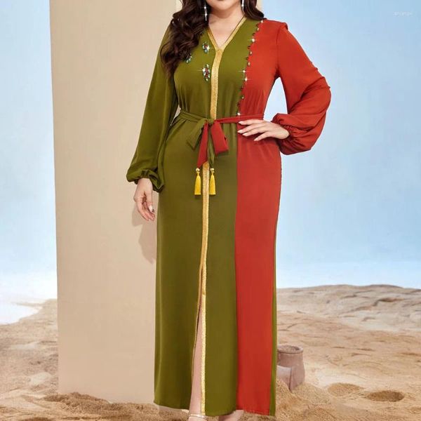 Ethnische Kleidung Plus Size gestrickte elegante Kleider für Frauen Patchwork ältere Damen islamische muslimische Abaya marokkanische Kaftan 2024 Dubai Home