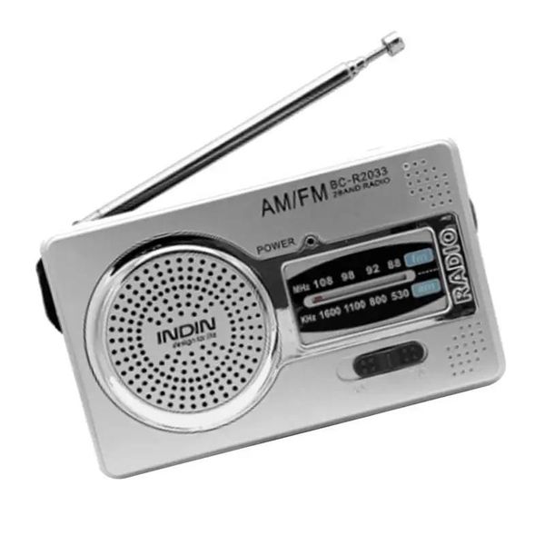 Radio portatile AM FM Radio 2 AA Radio portatile gestito con altoparlante incorporato da 3,5 mm per le cuffie per cuffie antenna estendibile