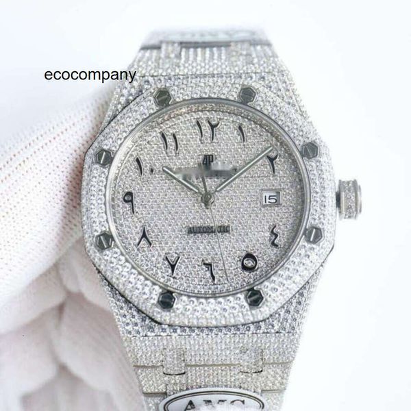 Aps feminino luxo diamante incrustado relógio designer completo diamante relógio gelo fora masculino relógio ap menwatch i523 movimento mecânico automático uhr coroa busto para baixo montre royal re c