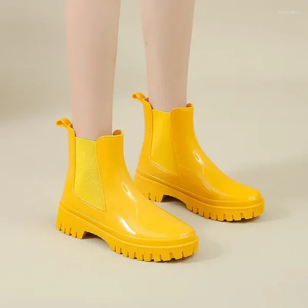 Botlar için Kauçuk Boot Kadınlar Yağmur Ayakkabıları Su Geçirmez İş Bahçesi Galoshes Fishing Rainboots Kaykay Ayak Bileği Mutfak Ayakkabı