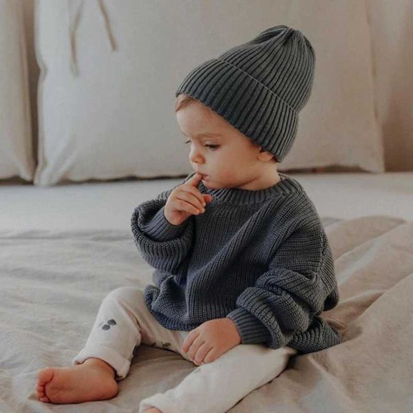 Pullover Koreanischen Stil Kinder Kleidung Lose Beiläufige Gestrickte Pullover Baby Jungen Mädchen Pullover Herbst Frühling Infant Baby Pullover SweaterL2401