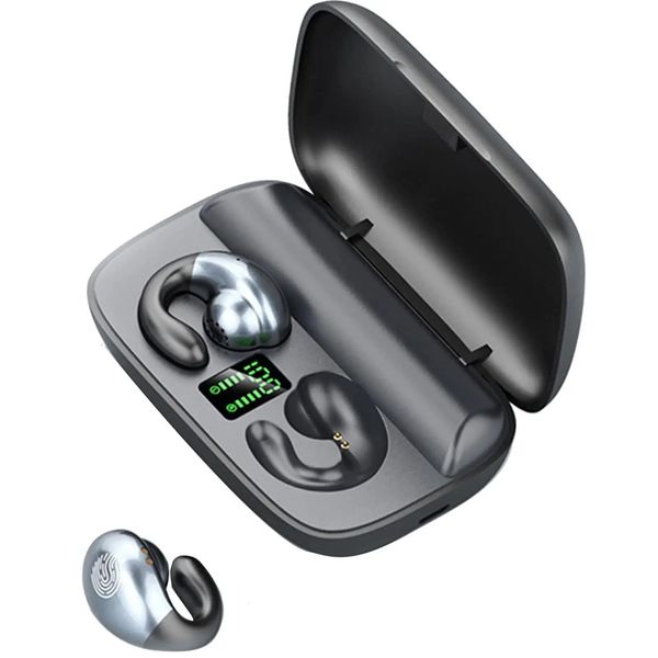 Cuffie Cuffie a conduzione ossea a lunga durata della batteria Auricolare Bluetooth wireless Impermeabile con clip per orecchio aperto con cancellazione del rumore ergonomico