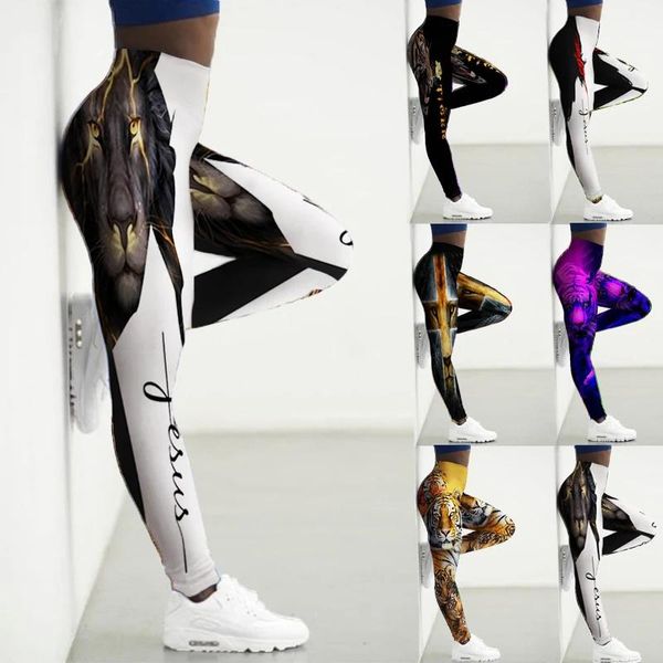 Outfit Leggings Frauen hohe Taille 3D Tiger gedruckt Yogahosen Strumpfhosen Fitnessstudio Kleidung Tiere Training Leggings Fiess Leggins Ladies Legins