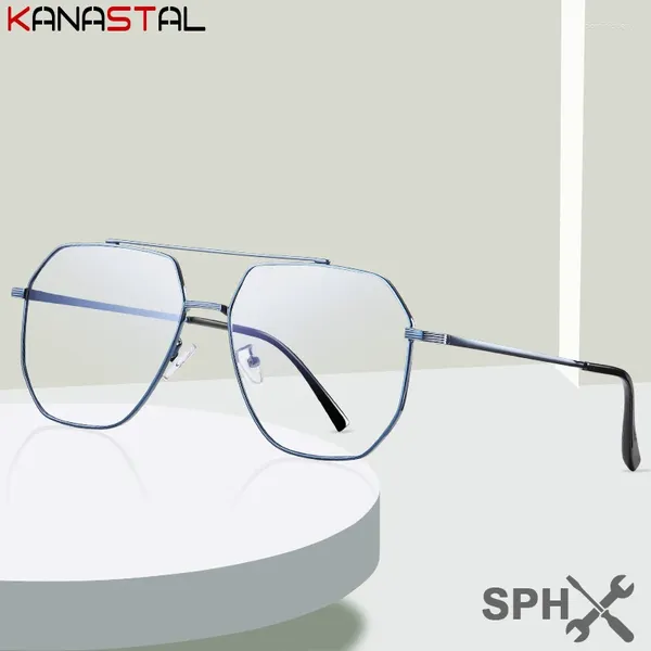 Sonnenbrille Männer Lesebrille Rezept Presbyopie Myopie Blaulicht Blockierende Optik Linsen Brillen Polygon Doppelbrücke Brillen