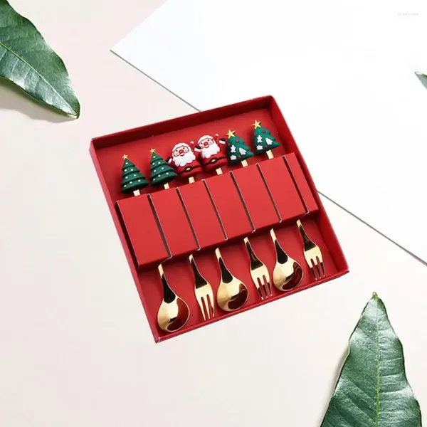 Geschirr-Sets, Weihnachts-Charm-Toppe-Gabel-Löffel-Set, weihnachtliches, festliches Edelstahl-Besteck-Set mit