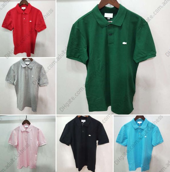 Camisa polo bordada de crocodilo masculina, de alta qualidade, manga curta, sólida, roupas finas, camisas polos S-3XL