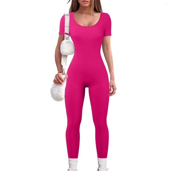 Mulheres Shapers Moda Sólida Faixa de Cintura Para Senhoras Calças de Yoga Treino Com Nervuras Manga Curta Leggings Redondo Pescoço Exercício Vestidos Formais