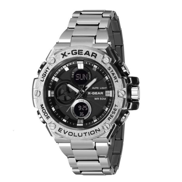 X-gear Heart Orologio sportivo multifunzionale impermeabile in metallo con cinturino in acciaio per uomo