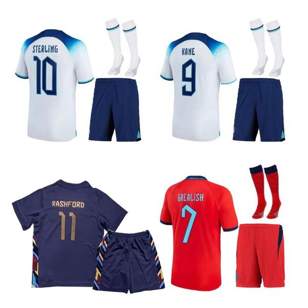 Kids Football Kits Englands Fußballtrikots Saka Foden Bellingham Rashford England Kane Sterling Grealish National Football Kit 2698