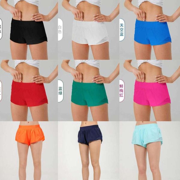 1lululemens mulheres verão yoga hotty shorts quentes respirável secagem rápida roupa interior esportiva feminina bolso correndo calças de fitness princesa 88