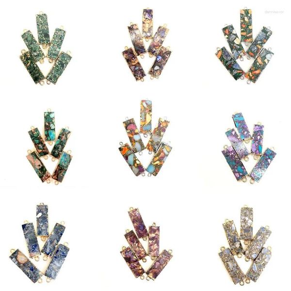 Ожерелья с подвесками, оптовая продажа, 1 шт., 10X40 мм, минималистичный натуральный королевский камень, плоский прямоугольник, сделай сам, очаровательные ювелирные изделия, женские серьги, ожерелье для пары