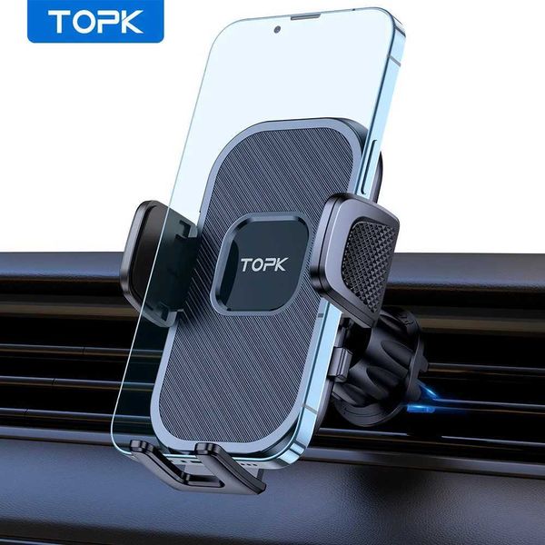 TOPK KFZ-Handyhalterung, universelle Handyhalterung fürs Auto mit Haken-Clip, Lüftungsschlitz-Autohalterung, 360° drehbar, universelle Handyhalterung