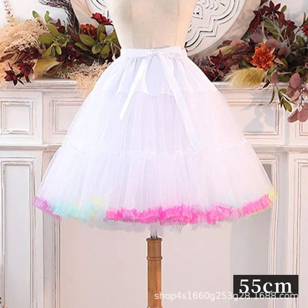 Gonne Donna Lolita Cosplay Sottoveste Colorato Orlo altalena Puffy Tutu Balletto di danza Sottoveste in tulle con fiocco Carnevale Sottogonna