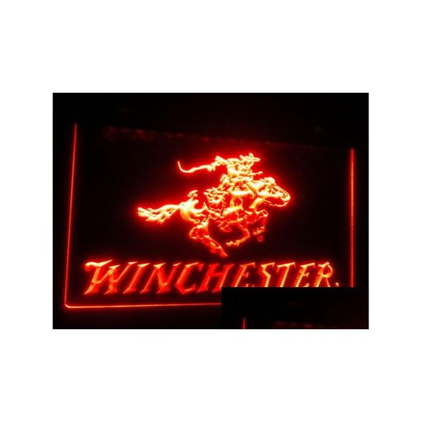 Led Neon Sign B107 Winchester Firearms Gun Birra Bar Pub Club Insegne 3D Luce Decorazioni per la casa Artigianato Consegna a goccia Luci Illuminazione Festività Dhzxw