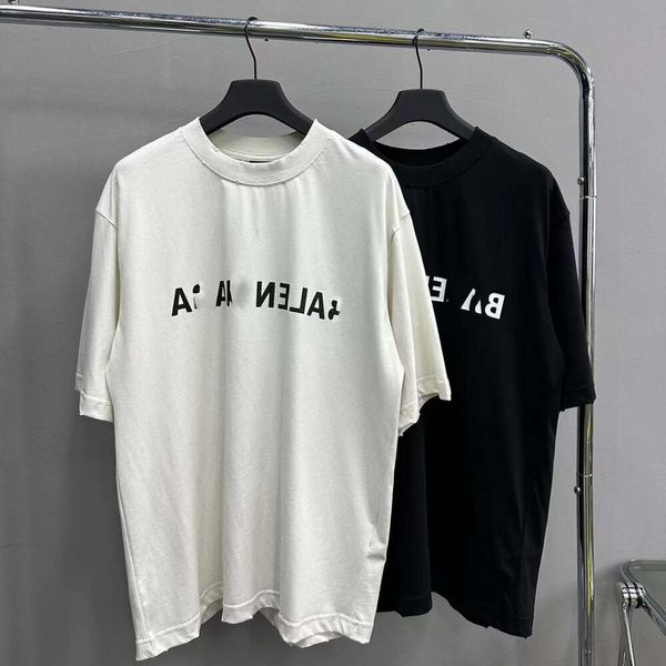 Мужская футболка Дизайнерская футболка Женская Paris New Mirror с буквенным принтом Постиранная и поношенная футболка с короткими рукавами из чистого хлопка