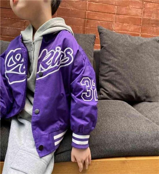 Primavera jaqueta de beisebol roxo grandes crianças roupas para adolescentes meninas meninos cardigan crianças outwear casacos hoodies blusão 210821334538