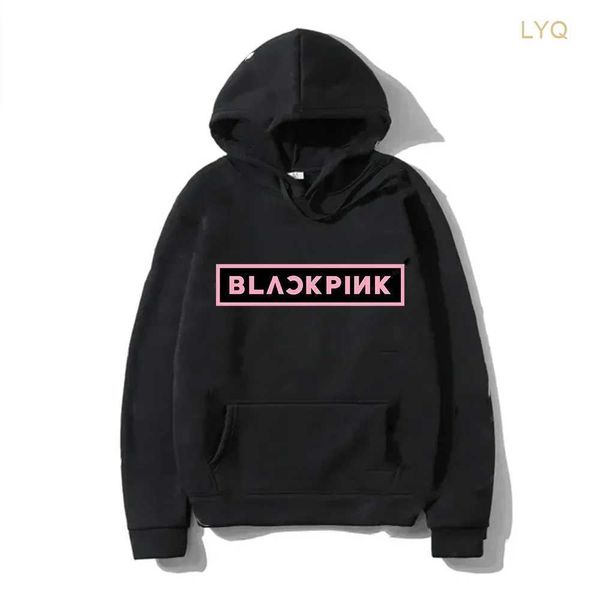 Sweatshirts Zwart Roze Brief Kpop Koreaanse Stijl Y2K Vrouwen Hoodie Herfst Winter Lange Mouw Fleece Mannen Trui Mode Unisex Sweatshirts