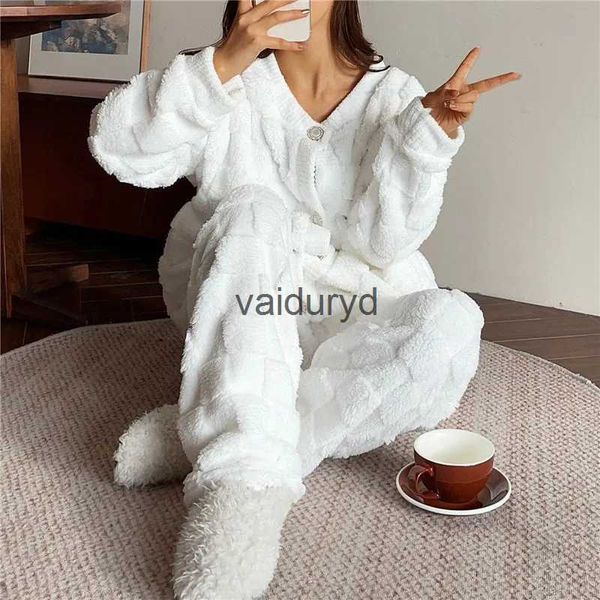 abbigliamento per la casa YOGRT Inverno Donna Pigiama Set 2 pezzi Indumenti da notte caldi Pigiami da notte Pigiama Manica lunga Spessore Completo da notte Abbigliamento per la casa Taglie fortivaiduryd