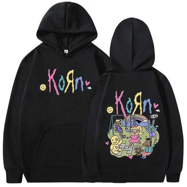 Felpa con cappuccio Korn Cartoon Rock Band Music Album Felpa oversize gotica in metallo vintage da donna con cappuccio streetwear a maniche lunghe