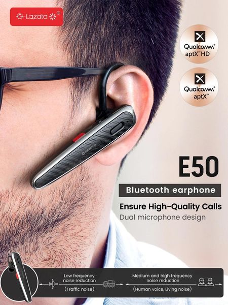 Fones de ouvido Lazata Bluetooth Headset 5.1 Fone de ouvido sem fio com CVC8.0 Microfone duplo com cancelamento de ruído Fone de ouvido viva-voz para dirigir