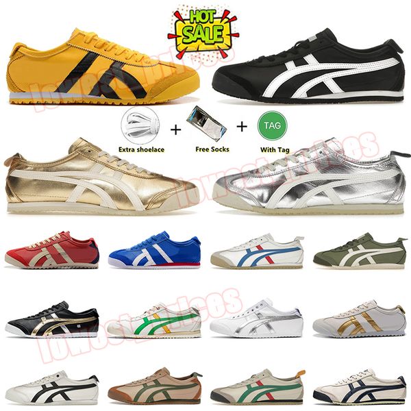 2024 Sıradan Ayakkabı Tiger Meksika 66 Platform Eğiticileri Loafers Ayakkabı Gümüş Siyah Beyaz Sarı Altın Gümüş Kadınlar Erkekler Sneaker Dhgate Eur 36-45
