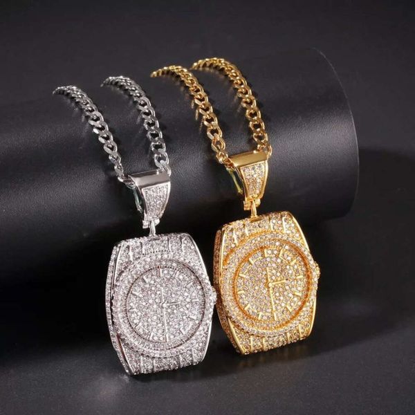 Ciondolo per orologio personalizzato Hip Hop in argento sterling 925 con collana a catena in corda in orologi da tasca separati per indossare gioielli