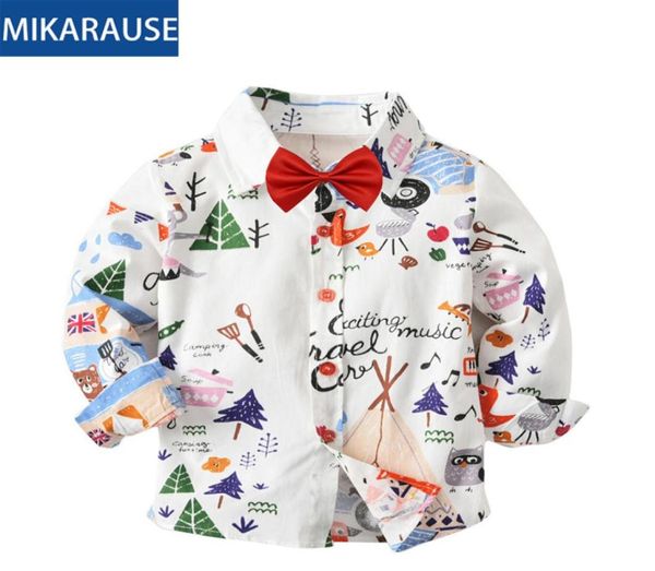 Mode Kinder Jungen Hemden Baumwolldruck Baby Jungen Hemd Langarm Blume Weiße Blusen Oxford Kleinkind Mädchen Bluse Freizeithemd3966928