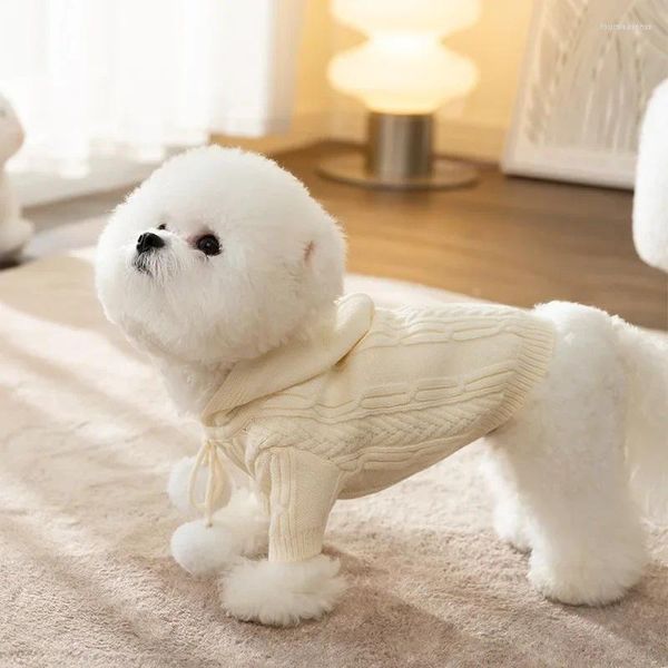 Одежда для собак, свитер, осенне-зимний теплый меховой шарик с капюшоном, плюшевый мишка для маленького милого стиля, ветрозащитная одежда для домашних животных, 2024