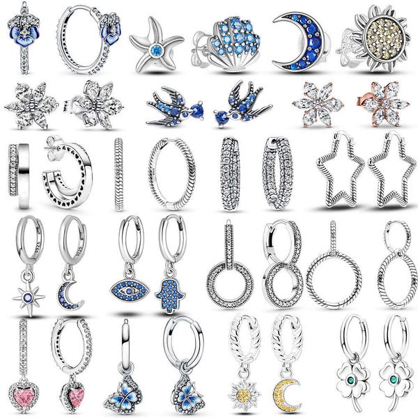 2024 sommer HEIßER Verkauf Sterling Silber Funkelnden Hoop Ohrringe Mode Stil Für Frauen Mädchen Täglichen Verschleiß Geburtstag Bunte Geschenk