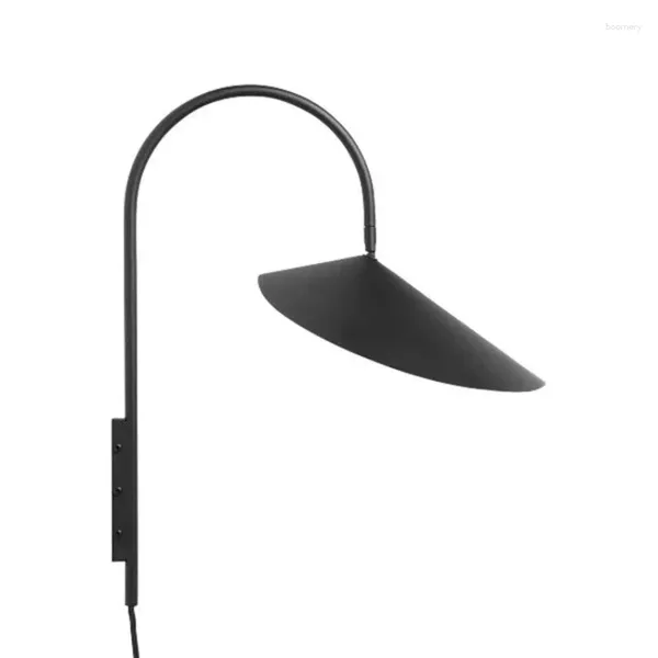 Lâmpada de parede moderna industrial pato bill com plug preto/branco designer quarto cabeceira montado sala estar estudo modelo e27