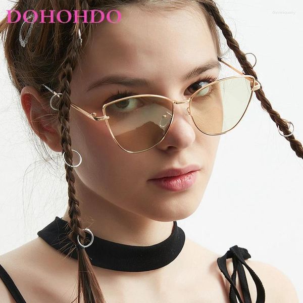 Sonnenbrille DOHOHDO Unregelmäßige Schmetterling Cat Eye Metall Frauen 2024 Vintage Sonnenbrille Steampunk Brillen Shades UV400 Gafas de Sol