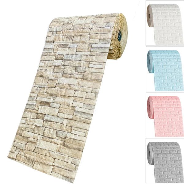 3510m 3D falso tijolo adesivos de parede diy decorativo autoadesivo papel de parede à prova d'água quarto infantil cozinha decoração de casa 240112