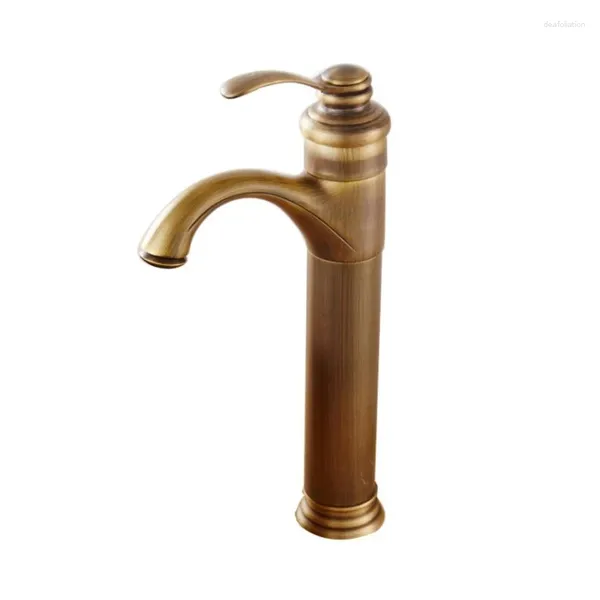 Waschbeckenarmaturen aus reinem Kupfer, europäischer Retro-Stil, eleganter antiker Wasserhahn, erhöht und kalt auf dem Stageo-Installationsbecken