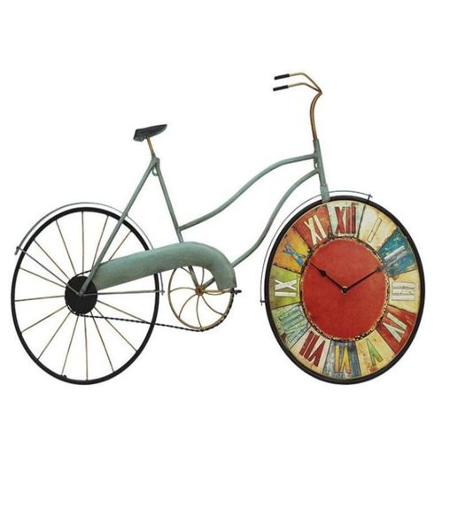 Relógios de parede americano retro bicicleta nostálgico café criativo decoração de casa relógio bar chique design moderno 3dbg223131219