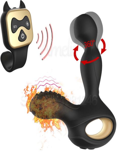 Novo aquecimento 5 rotação 10 modo vibração masculino massageador de próstata gspot estimulador butt plug vibrador anal brinquedos sexuais para homens s197065448328