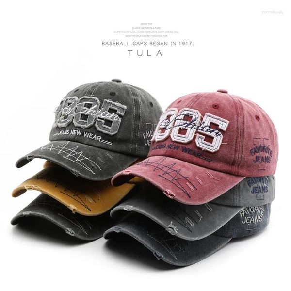 Top Caps Fashion Unisex Washed Beyzbol Kapağı Kadınlar için 1985 Nakış Erkekler Sıradan Hip Hop Snapback Güneş Gölgesi Vintage Baba Şapkası