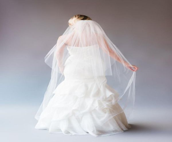 Alta qualità di lusso elegante taglio romantico per abiti da sposa mantiglia lunghezza cappella velo velo da sposa bianco avorio9996246