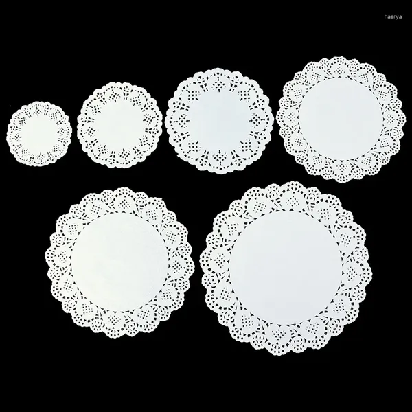 Tapetes de mesa 100 peças branco redondo renda papel doilies porta-copos vintage placemat artesanato bolo biscoito decoração casamento aniversário festa suprimentos