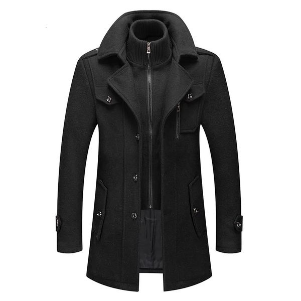 Wollmantel 4XL Herbst Winter Herren Wolle Trenchcoats Mode Mittlere Lange Jacke Männlich Doppelkragen Reißverschluss Mantel Windschutz 240112