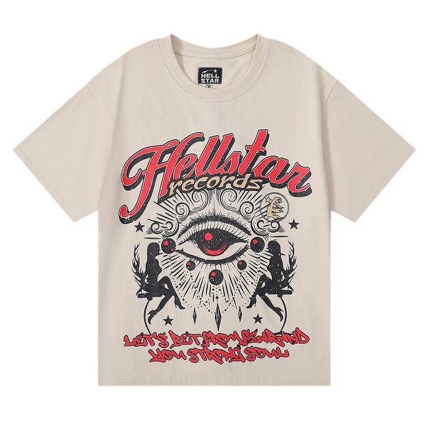 Hellstar T NEU Shirt Designer Grafik T-Shirt Kleidung Kleidung Hipster gewaschener Stoff Straße Graffiti Schriftzug Foliendruck Vintage Schwarz Loose Tidal Currenthip-hop 287