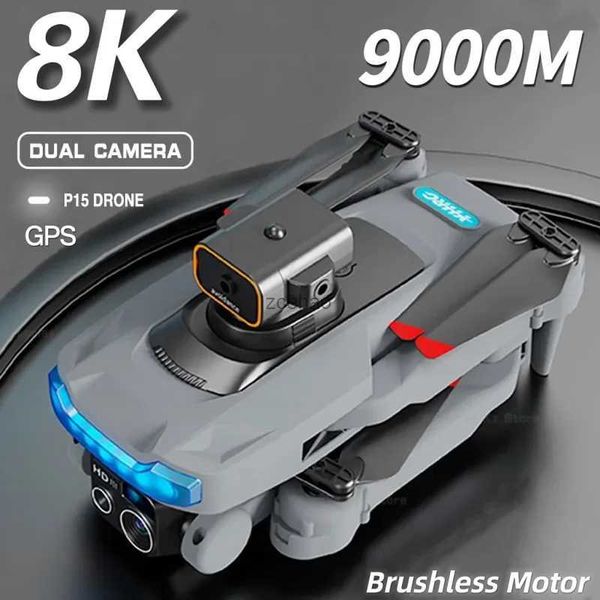 Drohnen P15 Drone 5G Professionelle 8K GPS Dual Kamera Hindernis Vermeidung Optische Fluss Positionierung Bürstenlosen RC 9000M Eders Quadcopter Neue