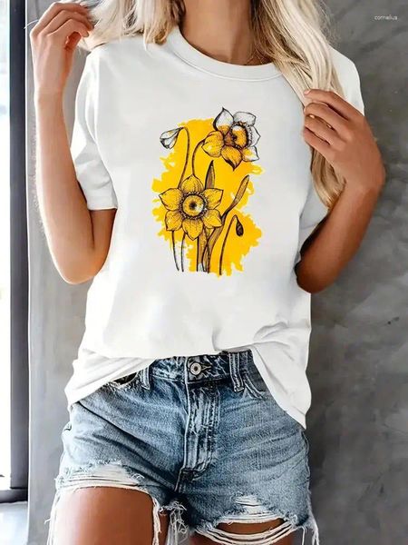 Magliette da donna T-shirt da donna Top a maniche corte Camicia stampata Abbigliamento femminile Dolce stile floreale Tendenza anni '90 Moda Abbigliamento casual Grafica
