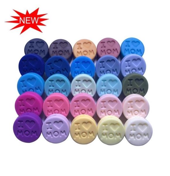 100 pclot contas de silicone quoti amor momdadquot dentição redonda grau alimentício bebê mordedor diy chupeta clipe corrente shiping 217977146