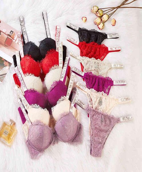 Sexy carta sutiã lolita lingerie senhoras conjuntos de biquíni menina roupa interior ajustável conjunto de sutiã de renda das mulheres sutiãs briefs calcinha bralette shapew9653000