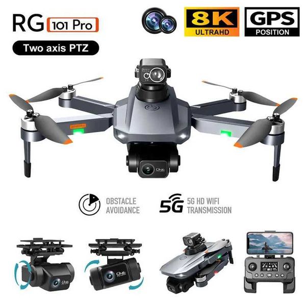 Drones RG101 Pro GPS Drone 4K com 2 eixos Gimbal HD Câmera Dupla 5G WIFI 360 Evitação de Obstáculos Brushless Dobrável Quadcopter Dron
