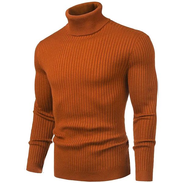 Herren -Pullover Weihnachtsfleisch Herbst und Winter Feste Farbe Hochkragen Twisted Muster Schlanker passender Pullover Herren -Casual Hoodies 240112