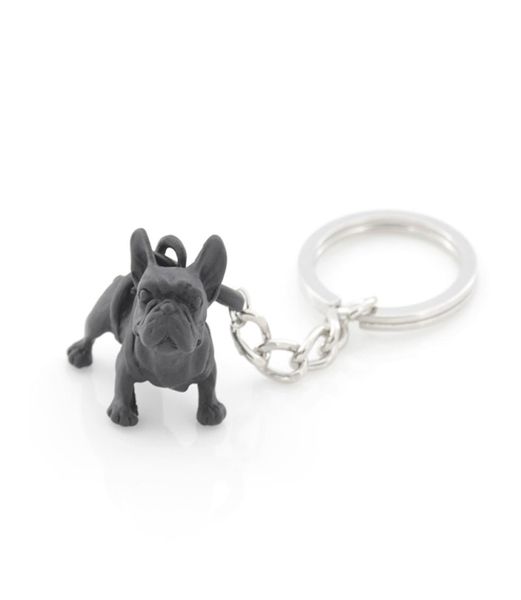 Metal preto bulldog francês chaveiro bonito cão animal chaveiros feminino saco charme jóias para animais de estimação presente lotes a granel 2201771072